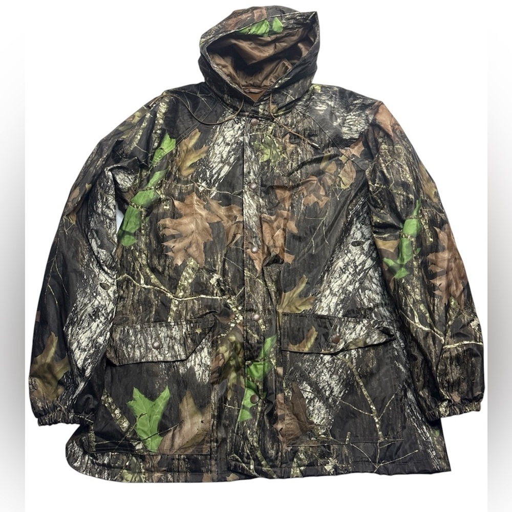 Stearns Dry Wear Men’s Large Camouflage Jacket Polyvinyl Raincoat Mossy Oak